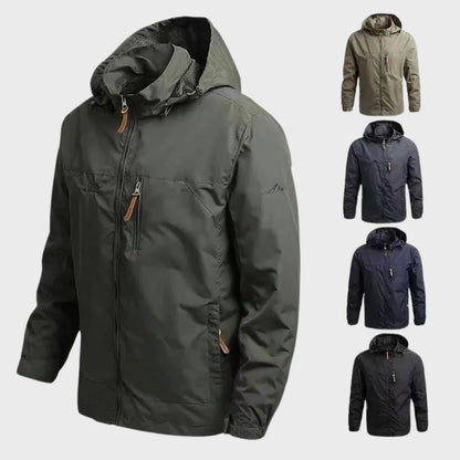 Aage | Shell jacket with hood, stand-up collar and zip pockets