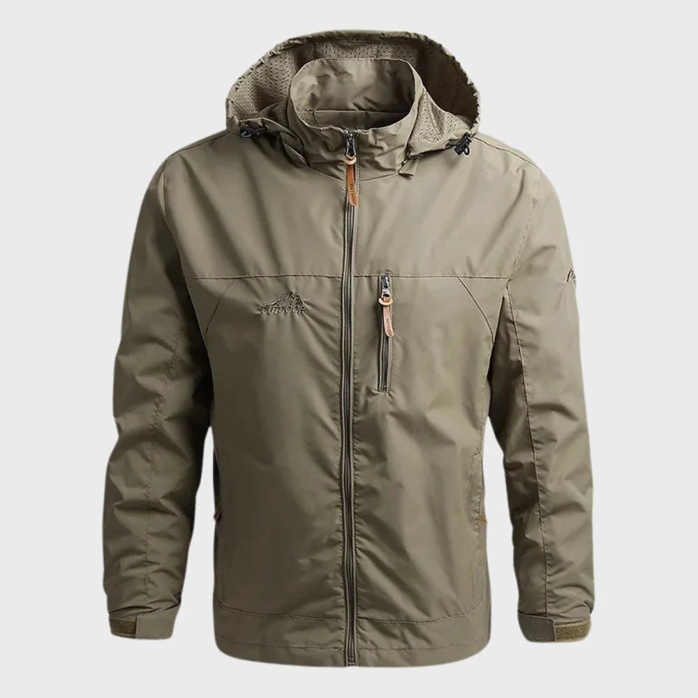 Aage | Shell jacket with hood, stand-up collar and zip pockets