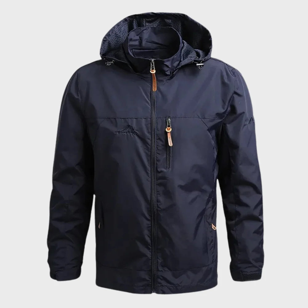 Aage | Shell jacket with hood, stand-up collar and zip pockets