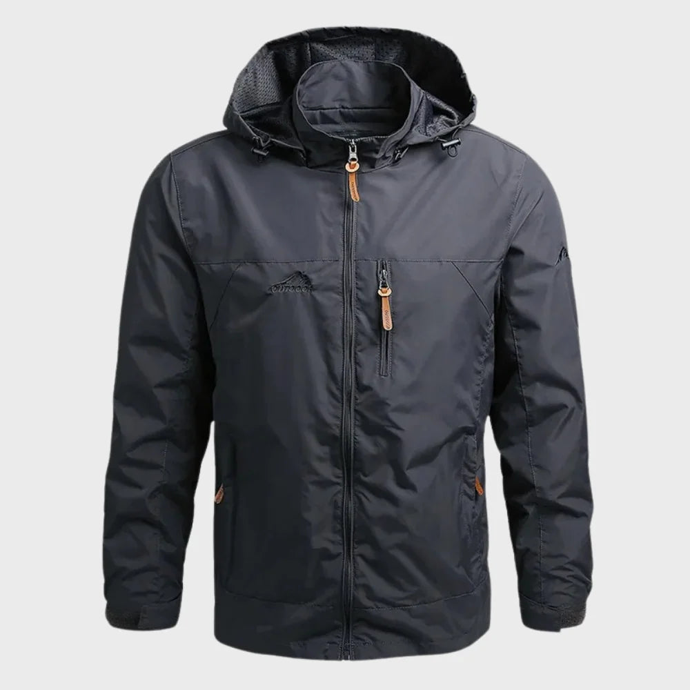 Aage | Shell jacket with hood, stand-up collar and zip pockets