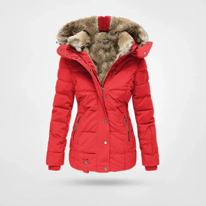 Judith | Quilted Puffer Jacket with Fur Trimmed Hood and Zip Pockets