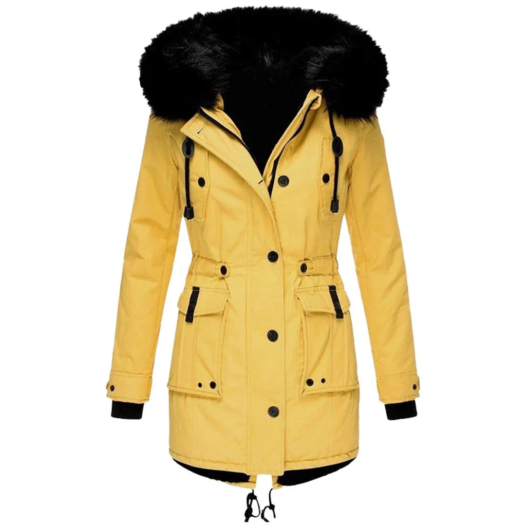Ingelise | Parka jacket with fur trim and drawstring at the waist