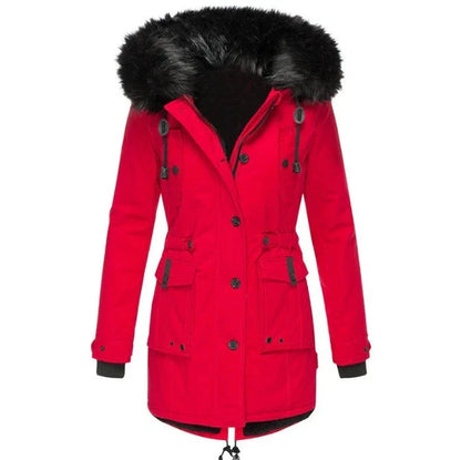 Ingelise | Parka jacket with fur trim and drawstring at the waist