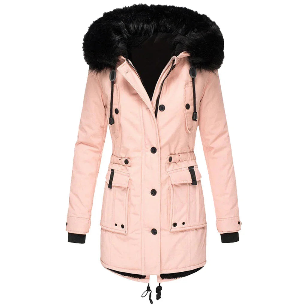 Ingelise | Parka jacket with fur trim and drawstring at the waist