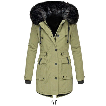 Ingelise | Parka jacket with fur trim and drawstring at the waist