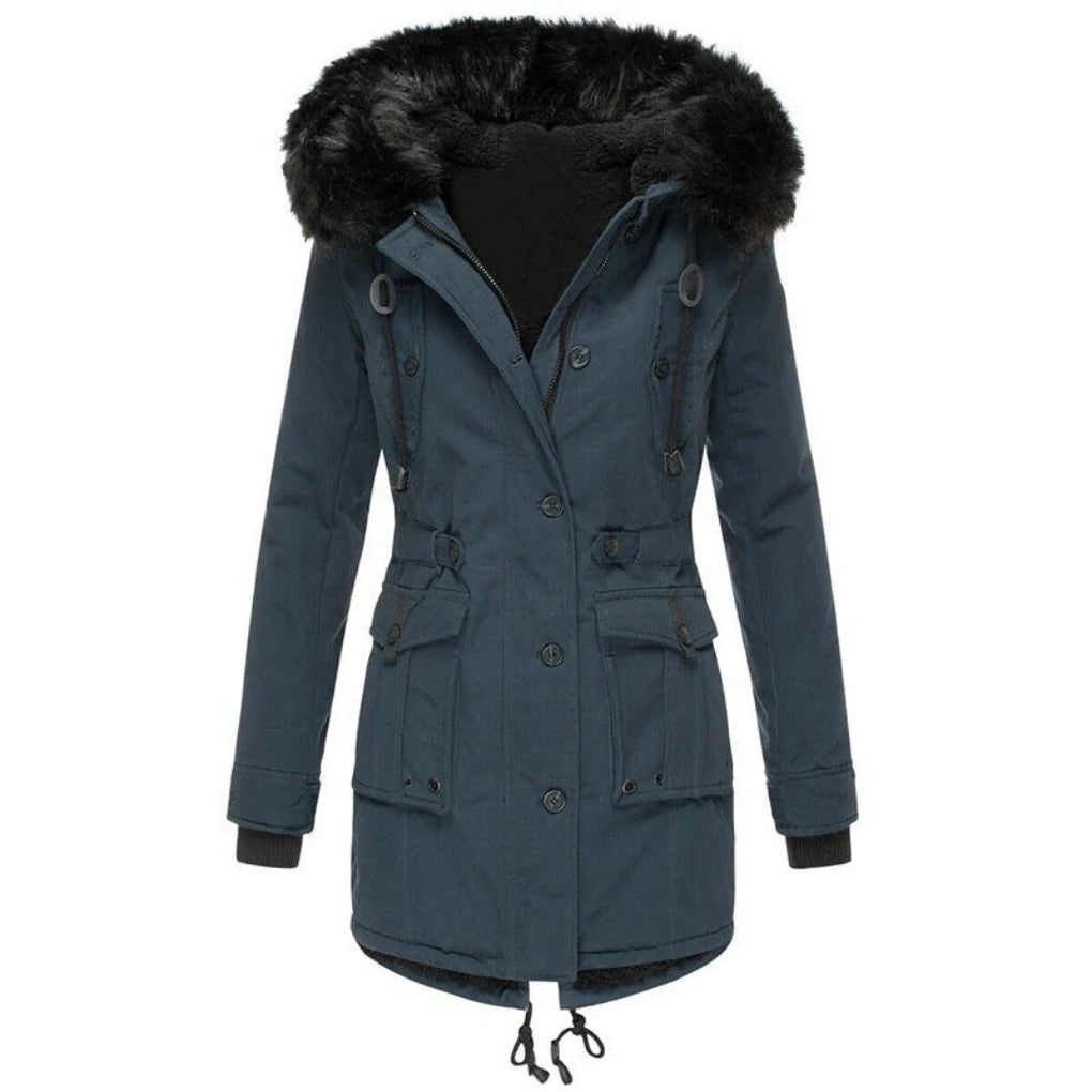Ingelise | Parka jacket with fur trim and drawstring at the waist